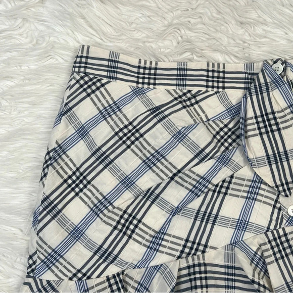 NWOT Veronica Beard Kaia Embroidered Check Ruffle Mini Skirt Blue Designer 2 - Picture 6 of 12